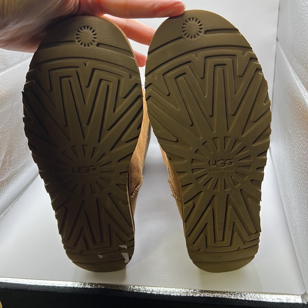 Ugg Tall Winter Boots Brown Leather Sheep Womens Size 7 - Picture 5 of 16